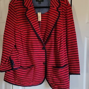 Talbots 2x knit Blazer Red with Navy NWTs